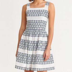 Brooks Brothers 100% Cotton Eyelet Fit & Flare Dress - Navy & White Floral Sz 2